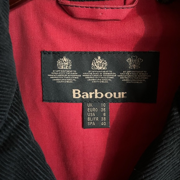 Barbour Vintage Trench black waxed cotton trench with UK Flag lining SZ 6 medium - Picture 5 of 15